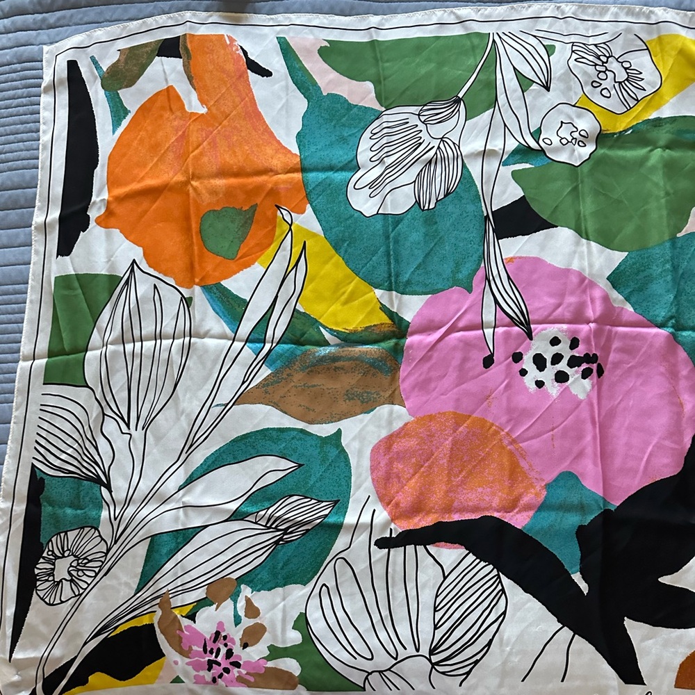 A New Day Teal and Black Silk Scarf